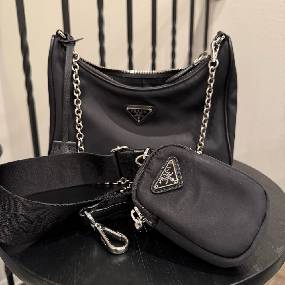 Prada Black Nylon 2005 Re-Edition Bag